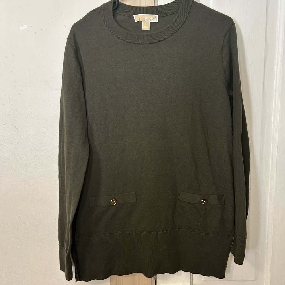 Michael Kors Olive Green Crew Neck Sweater
